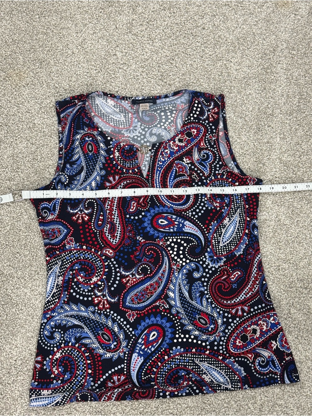 Tommy Hilfiger Red, Navy & White Paisley Sleeveless Tank